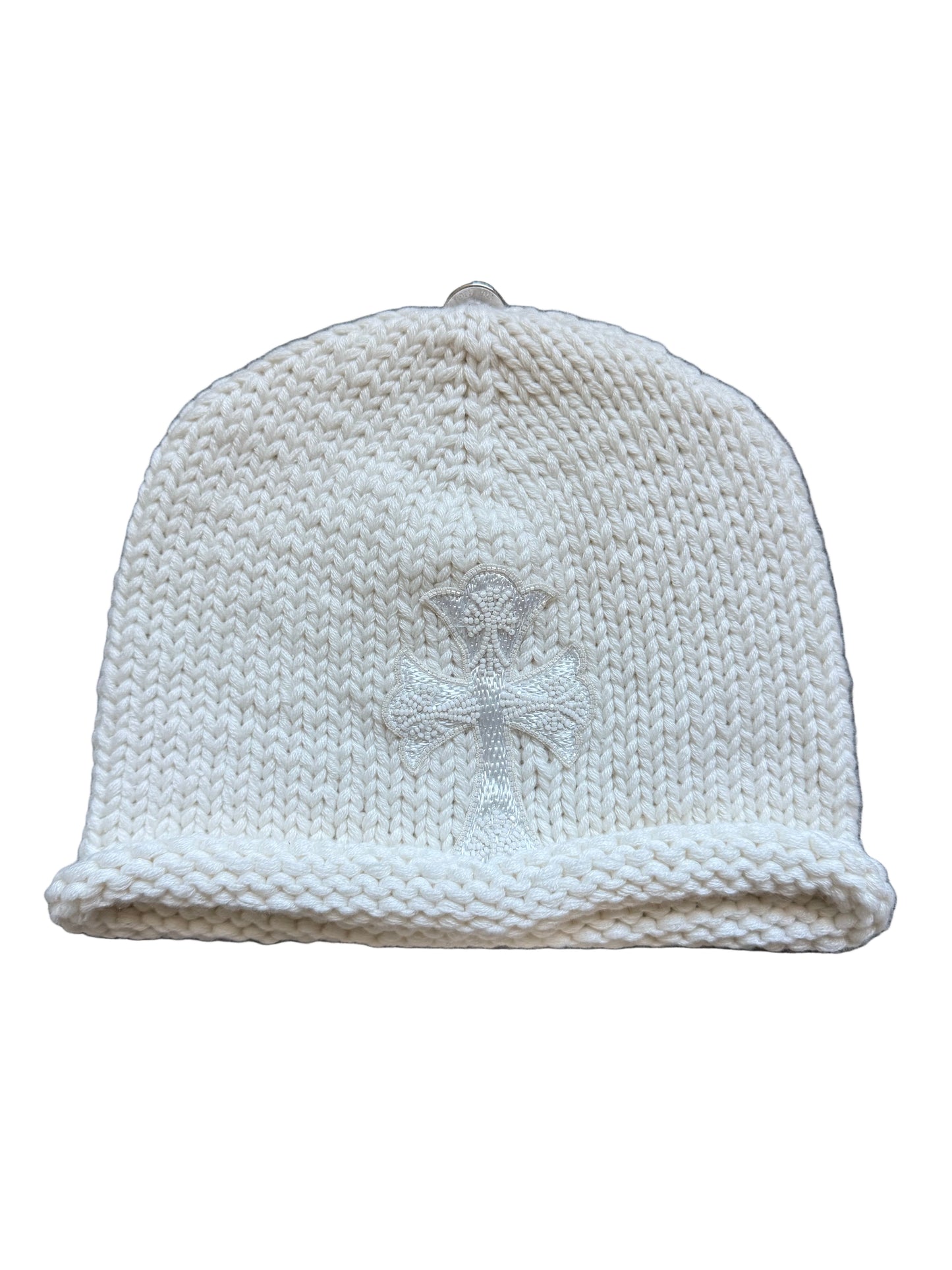 Chrome Hearts Crystal Cross Cashmere Beanie Cream