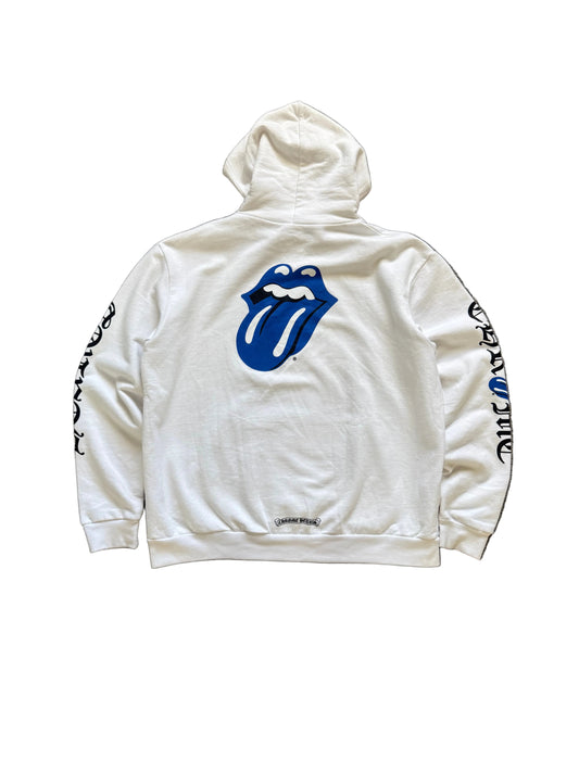 Chrome Hearts Rolling Stones Pullover Hoodie White Blue