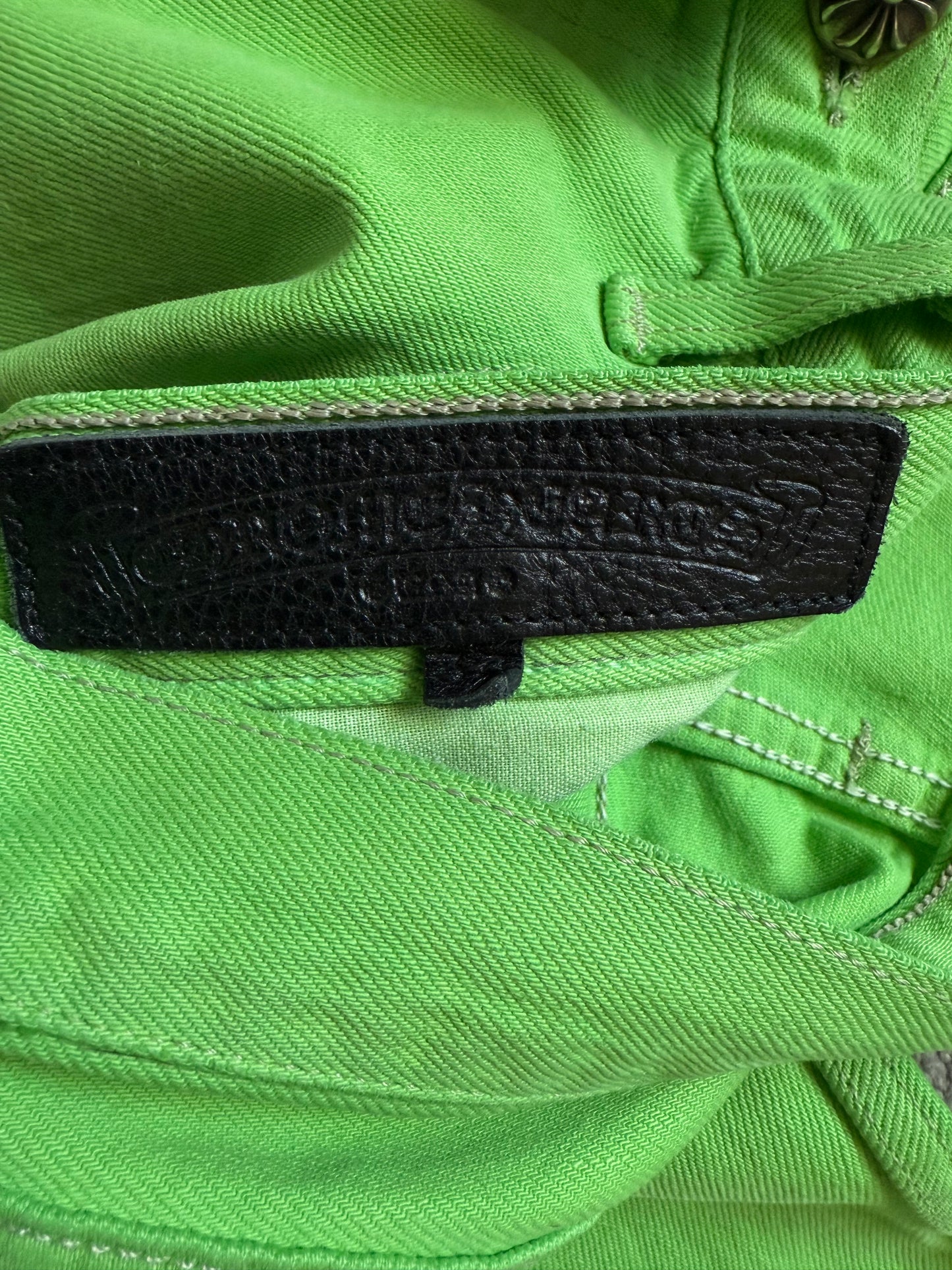 Chrome Hearts Sex Records Green Levis Leather Cross Denim Jeans