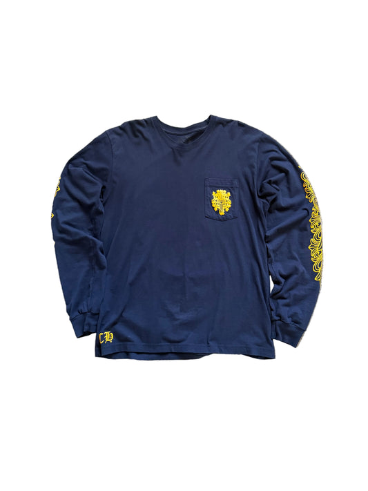Chrome Hearts V89 Dagger LS T-Shirt Navy Yellow