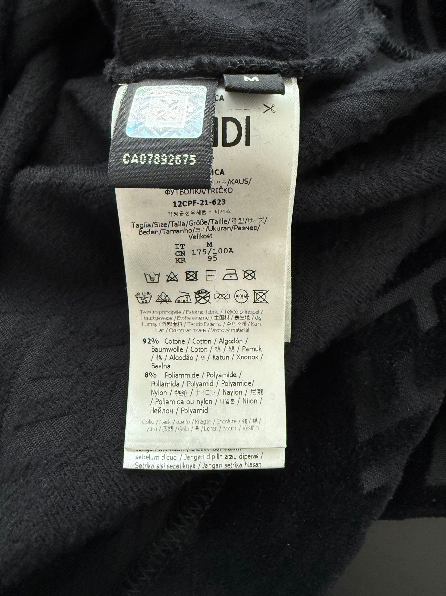 Fendi Velvet Diagonal Mongram SS T-Shirt Black