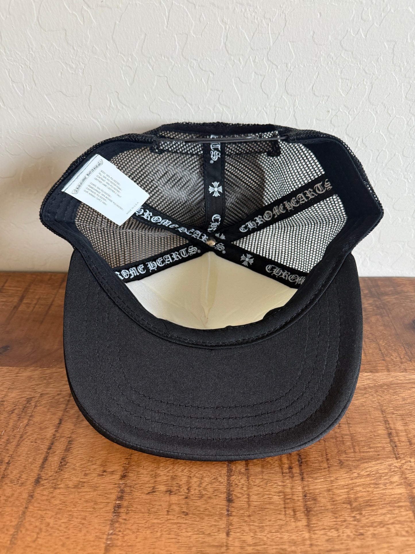 Chrome Hearts Cemetery Triple Cross Leather Trucker White Blue Red