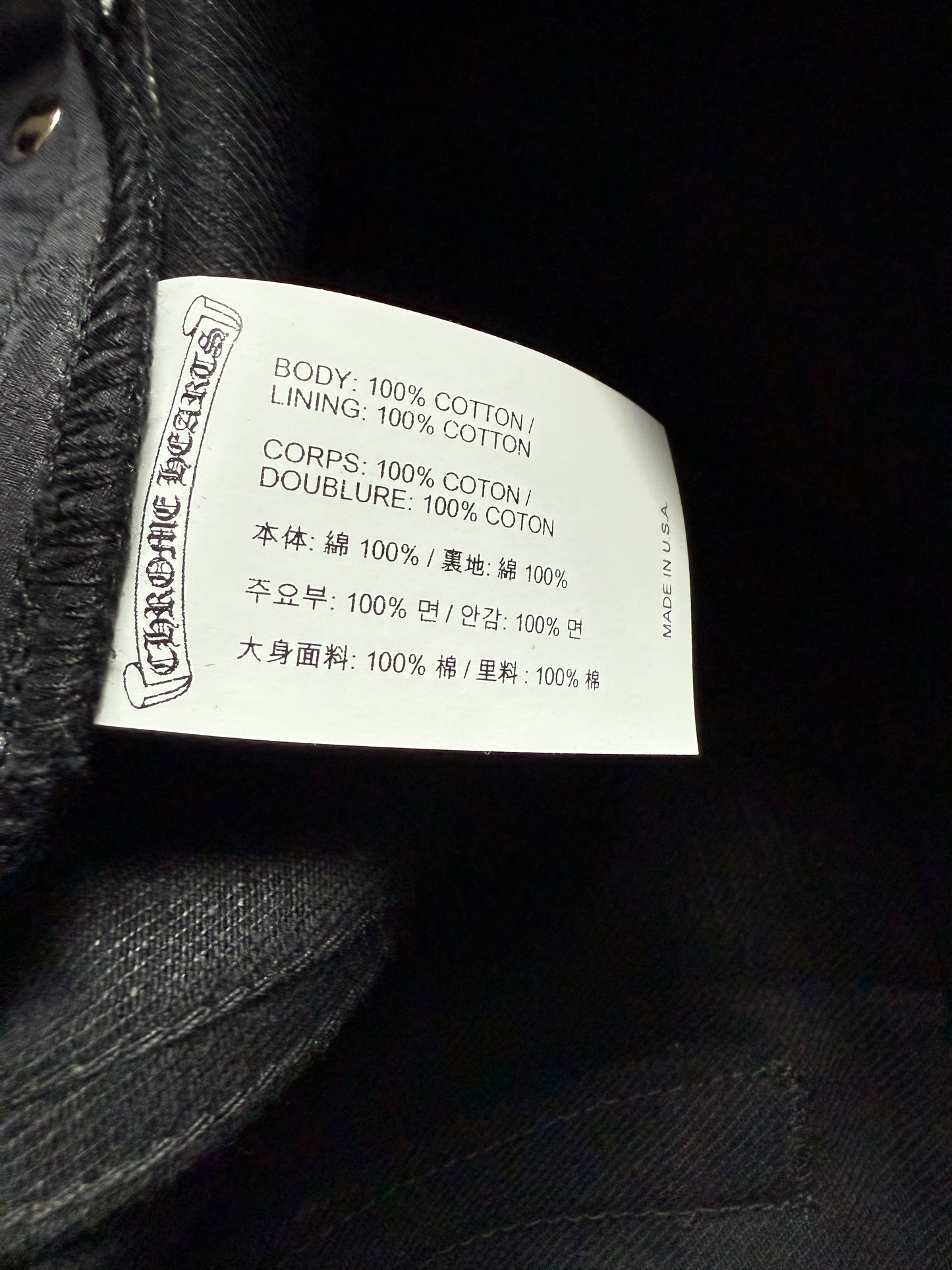 Chrome Hearts Fleur Knee Raw Denim Jeans Black