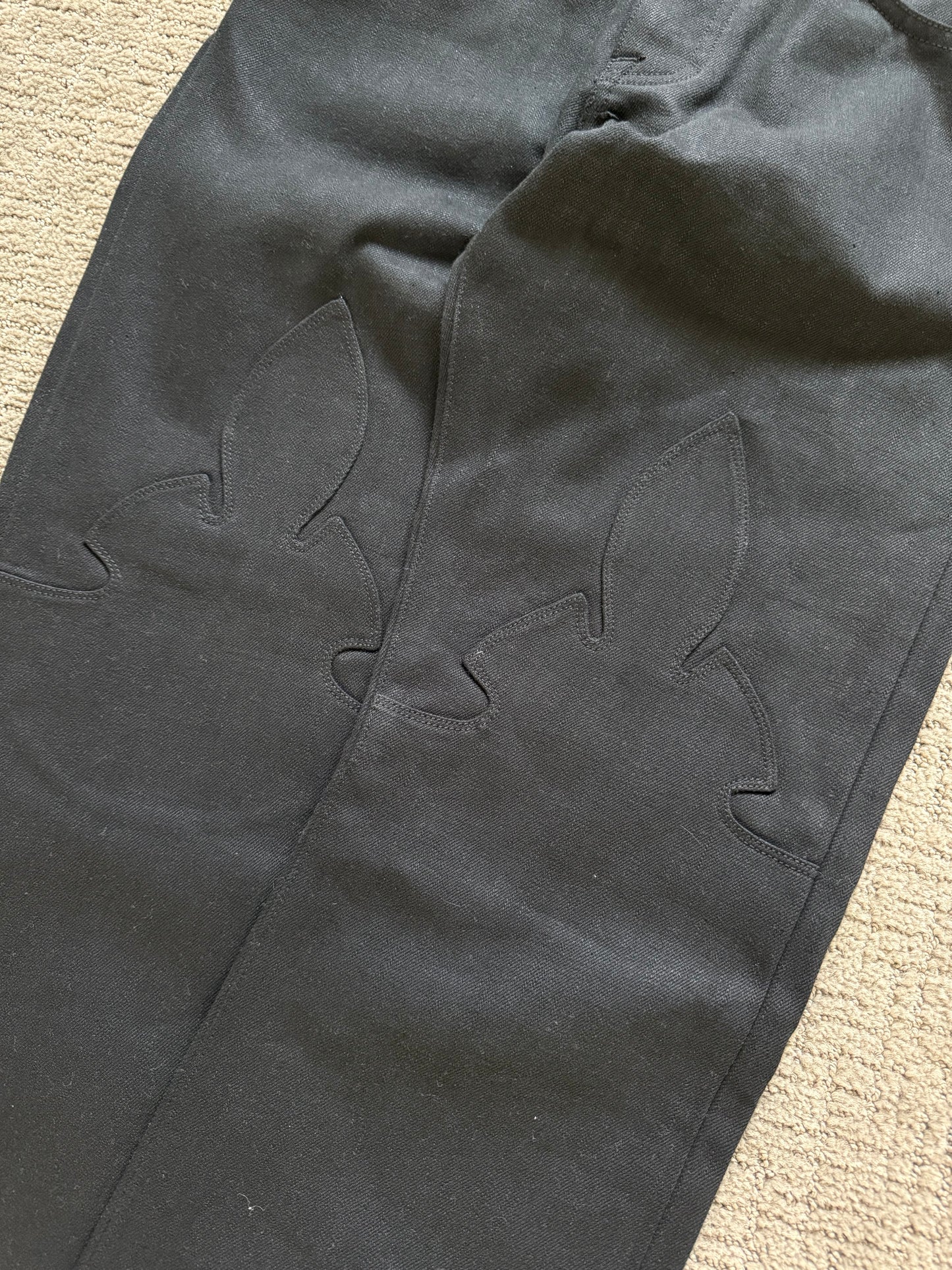 Chrome Hearts Fleur Knee Raw Denim Jeans Black