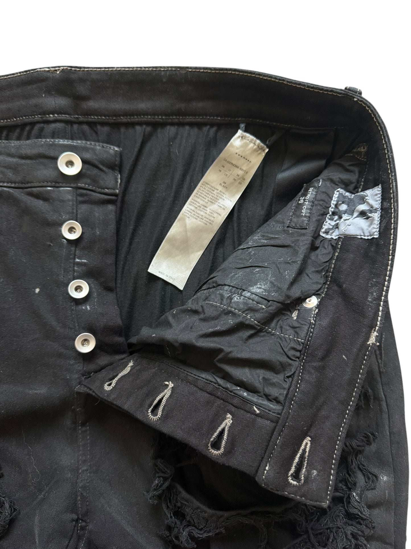 Rick Owens Detroit Cut Waxed Jeans