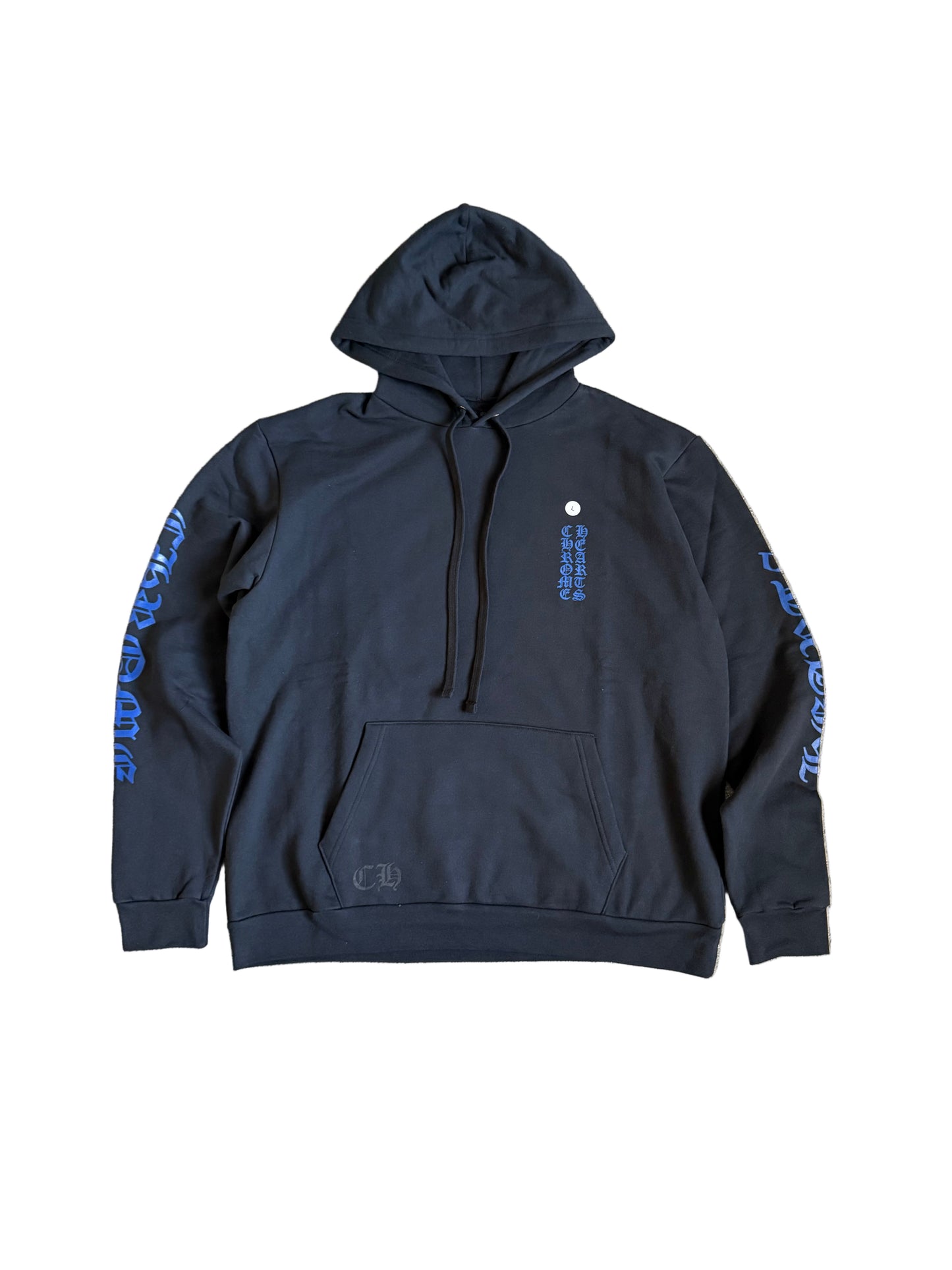 Chrome Hearts Vertical Logo Pullover Hoodie Black/Blue