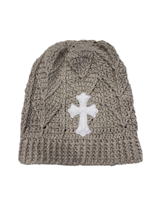 Chrome Hearts Cross Patch Cashmere Beanie Cream/White