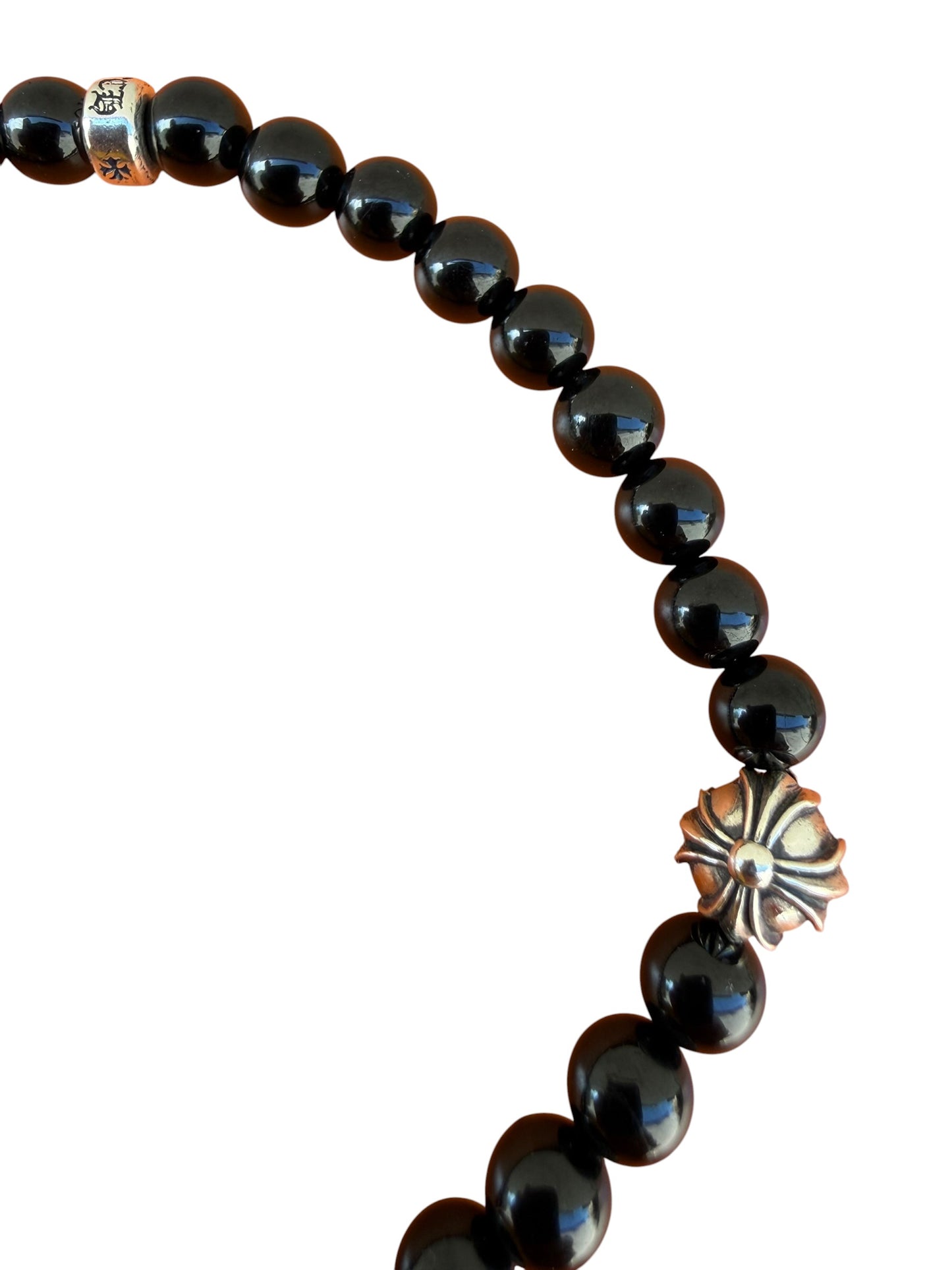 Chrome Hearts Babyfat Charm Cross Onyx Bead Bracelet Large