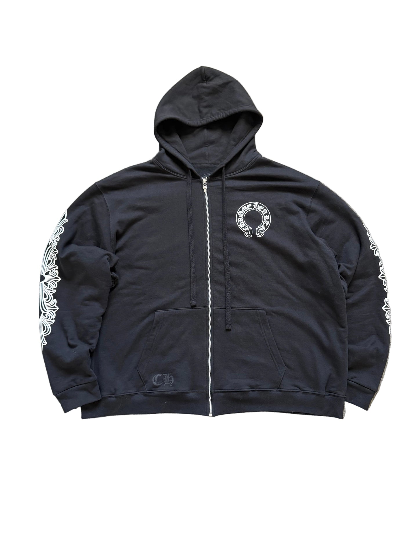 Chrome Hearts Horseshoe Thermal Floral Zip Up Hoodie Black