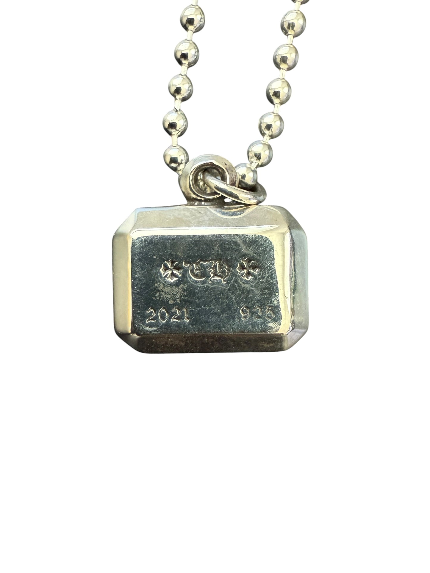 Chrome Hearts Emerald Cut CH Pendant w Ball Chain