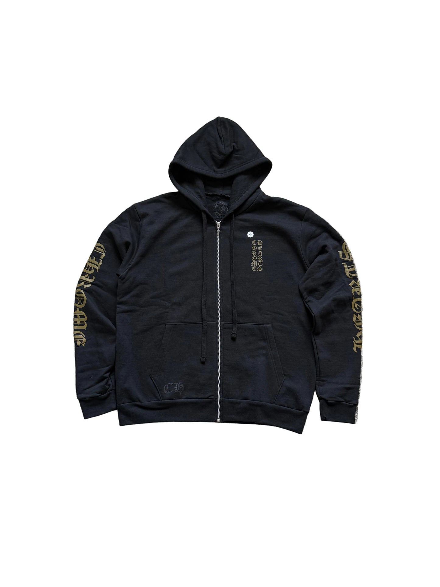 Chrome Hearts Vertical Logo Zip Up Hoodie Black/Olive