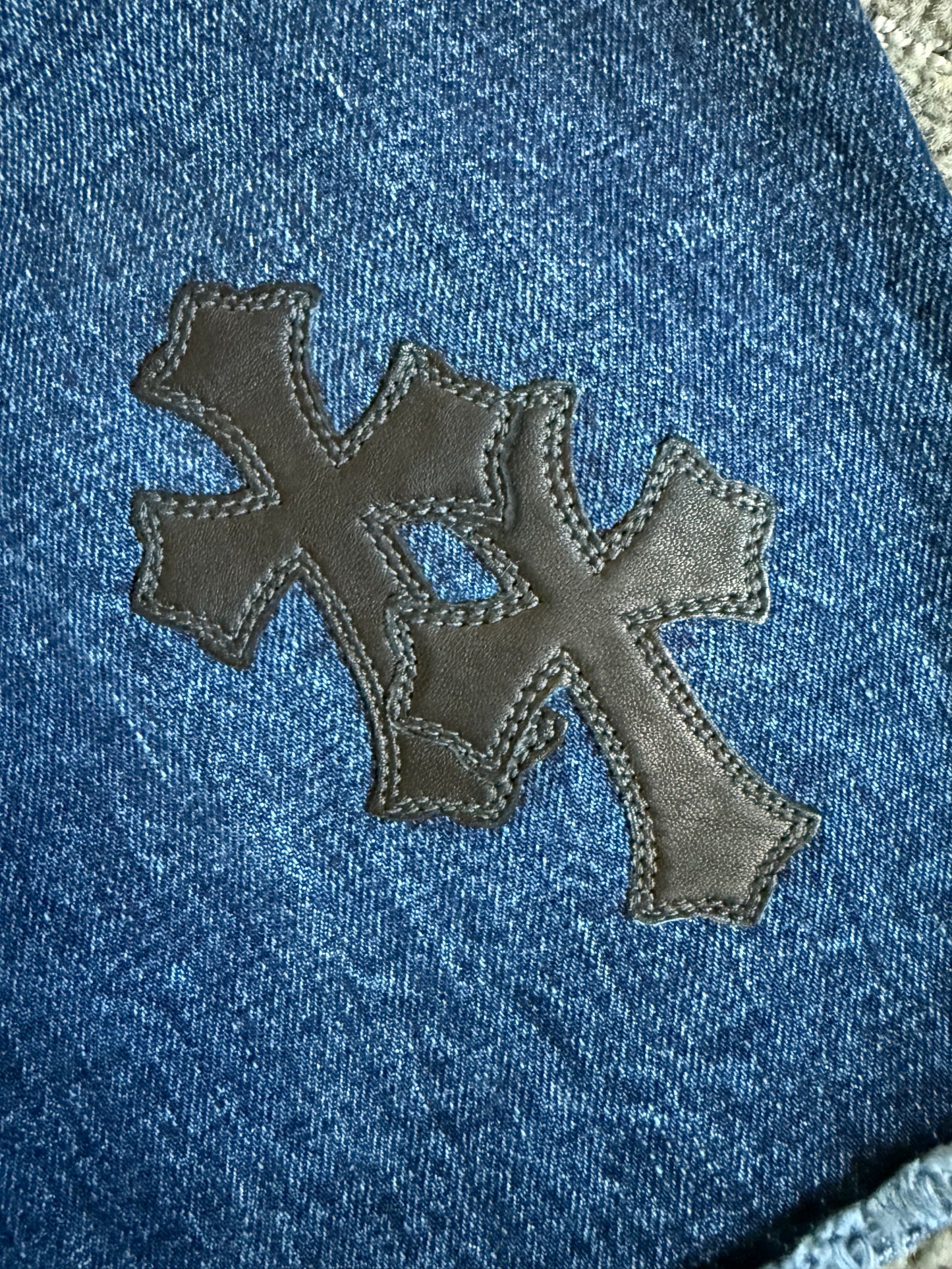 Chrome Hearts Cross Patch Denim Shorts Blue