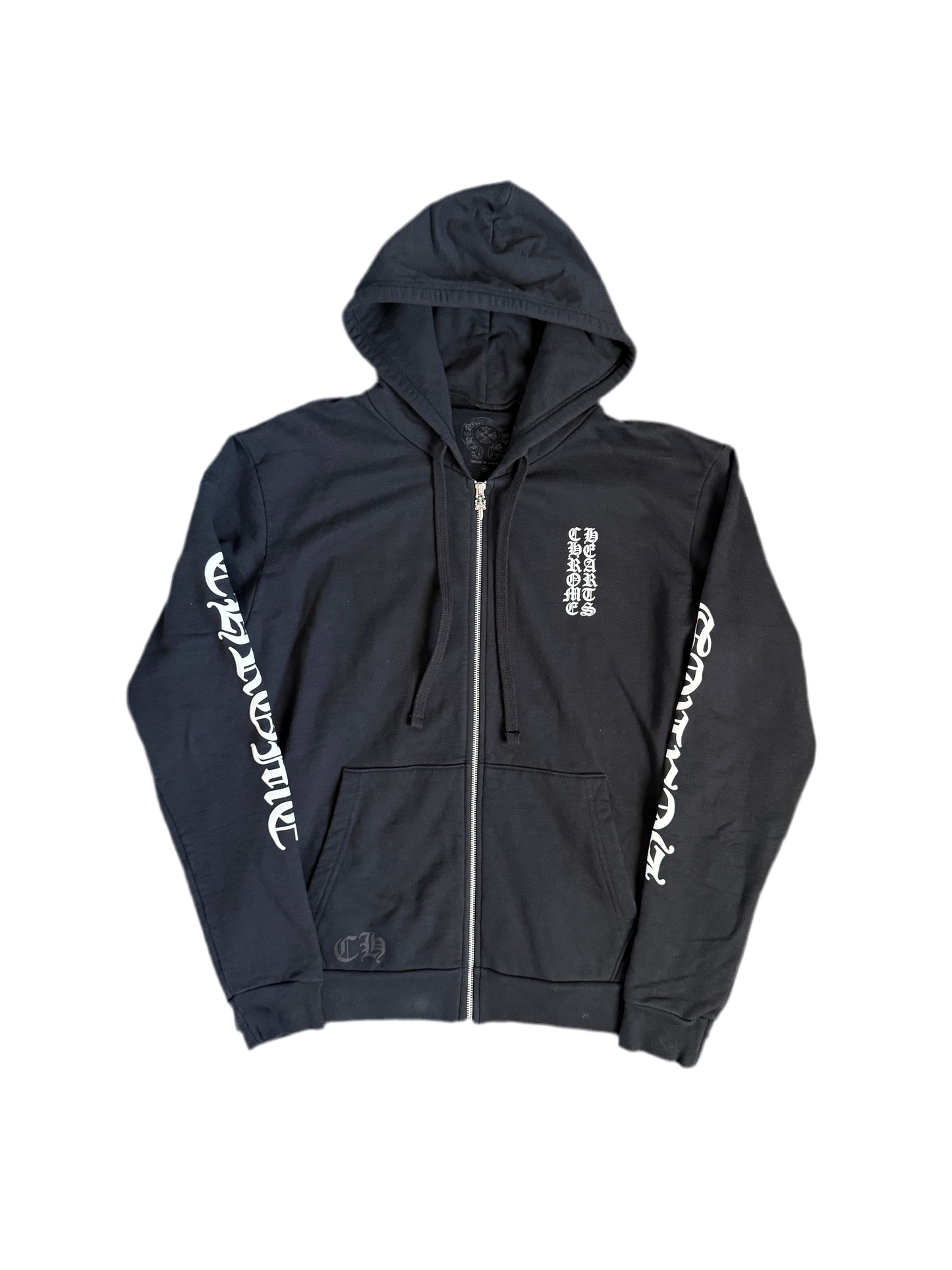 Chrome Hearts Vertical Logo Zip Up Hoodie Black