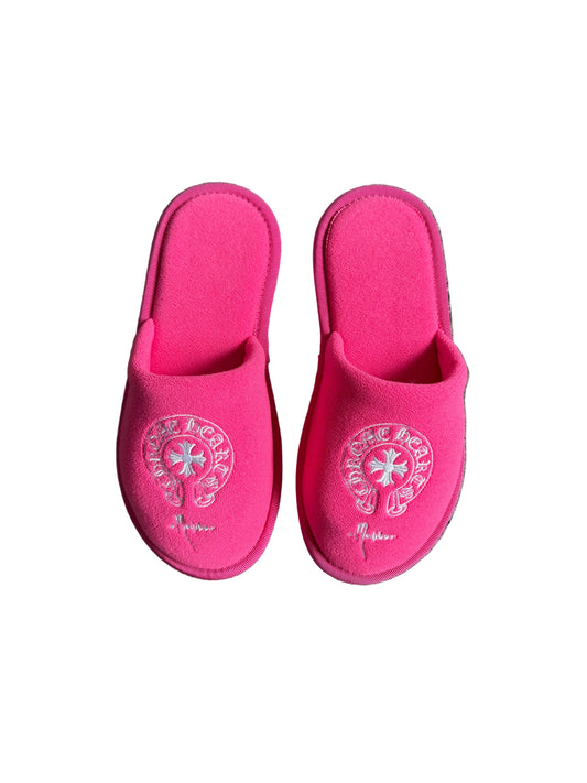 Chrome Hearts Horseshoe Malibu Hotel Slippers Pink
