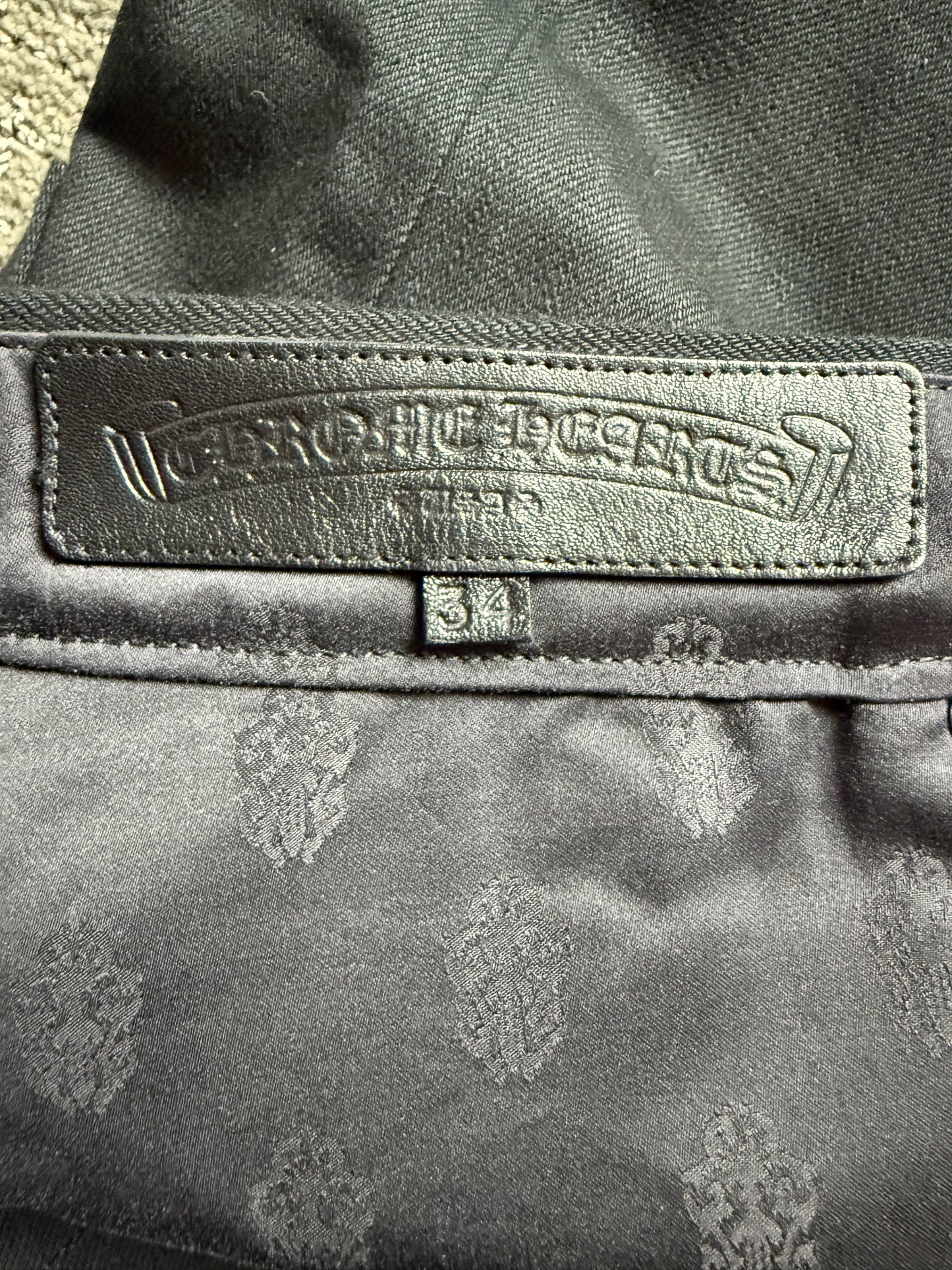 Chrome Hearts Fleur Knee Raw Denim Jeans Black