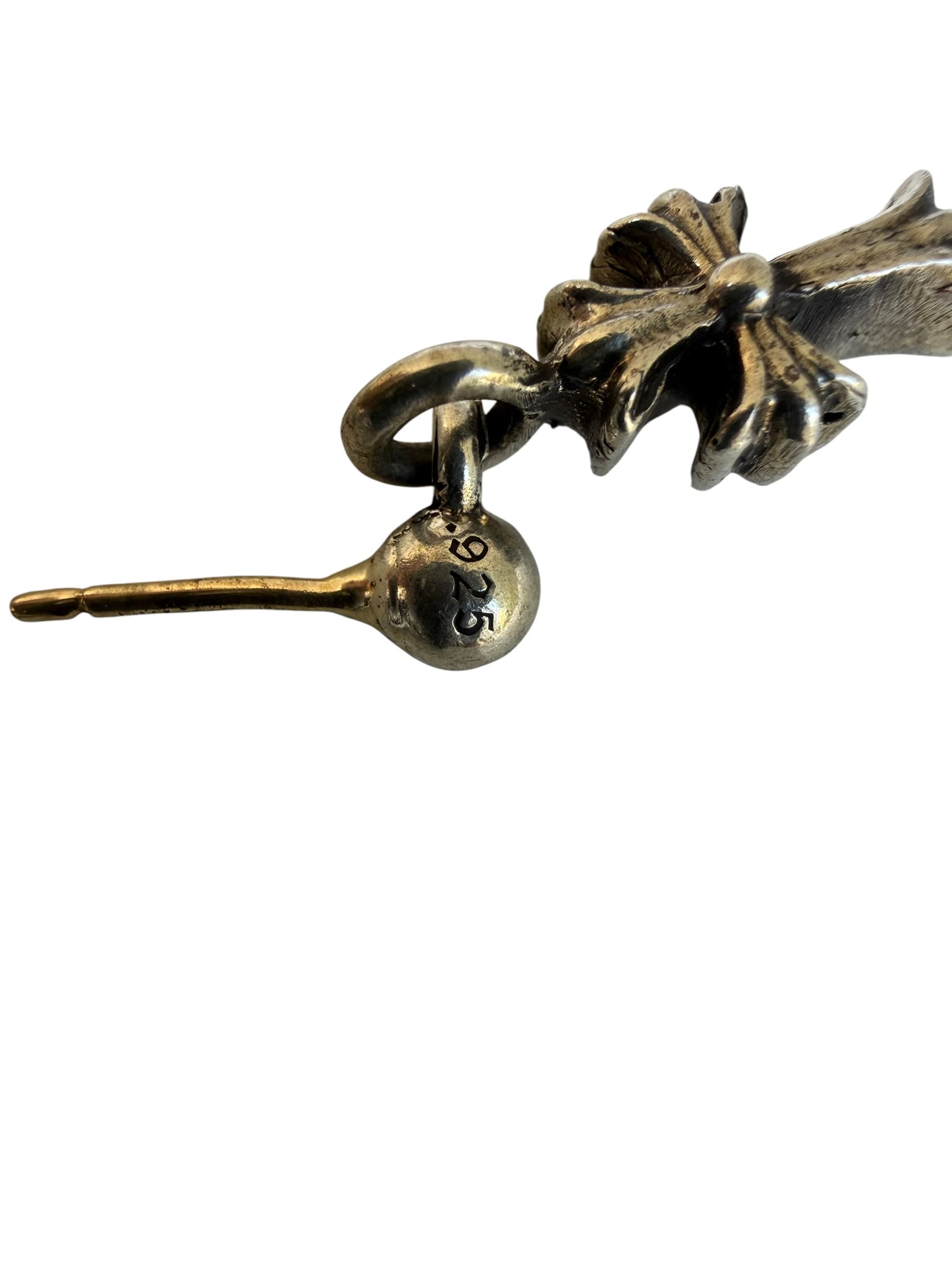 Chrome Hearts Baby Fat Cross Drop Silver Earring