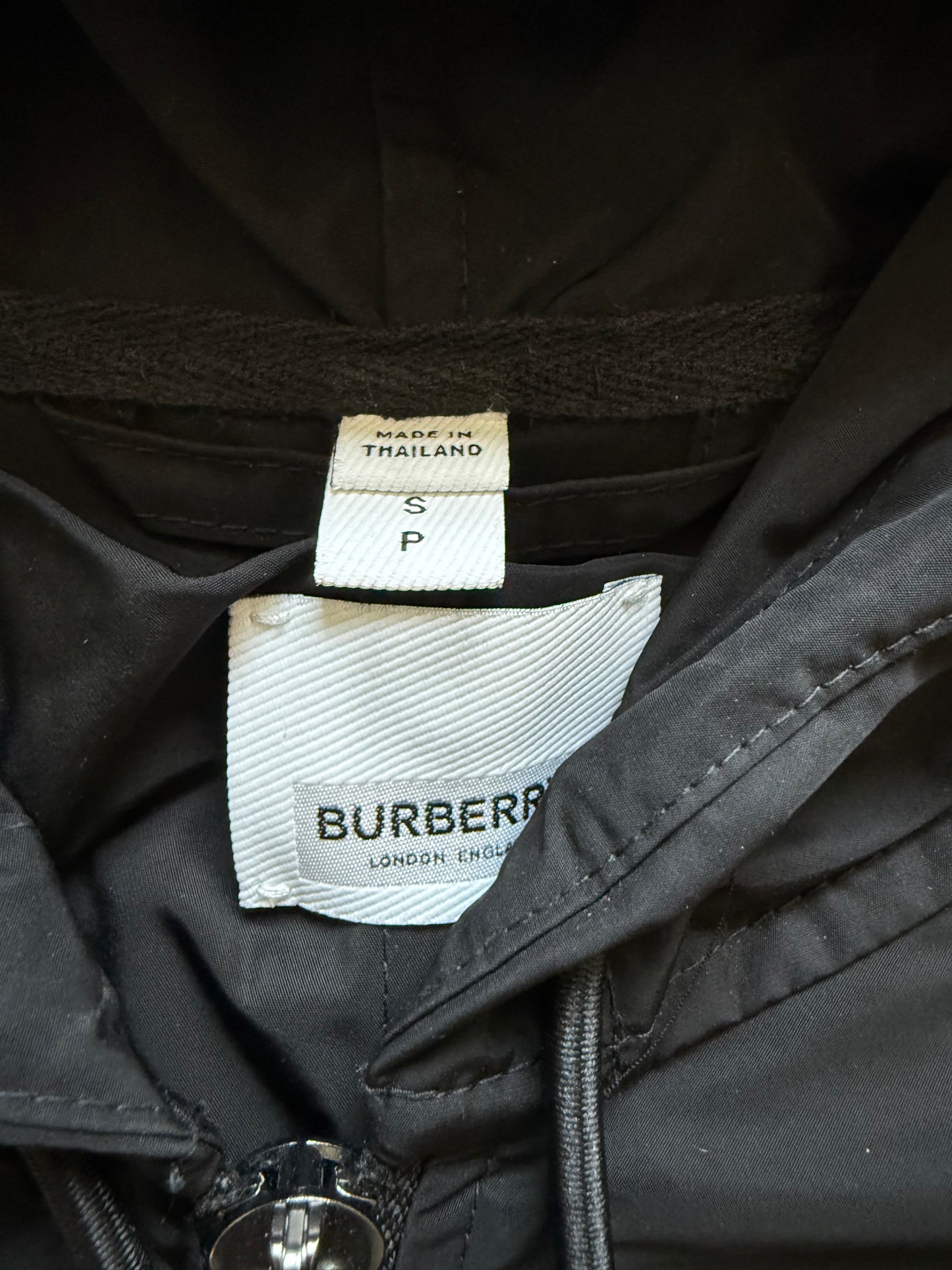 Burberry Check Striped Windbreaker Zip Up Hoodie