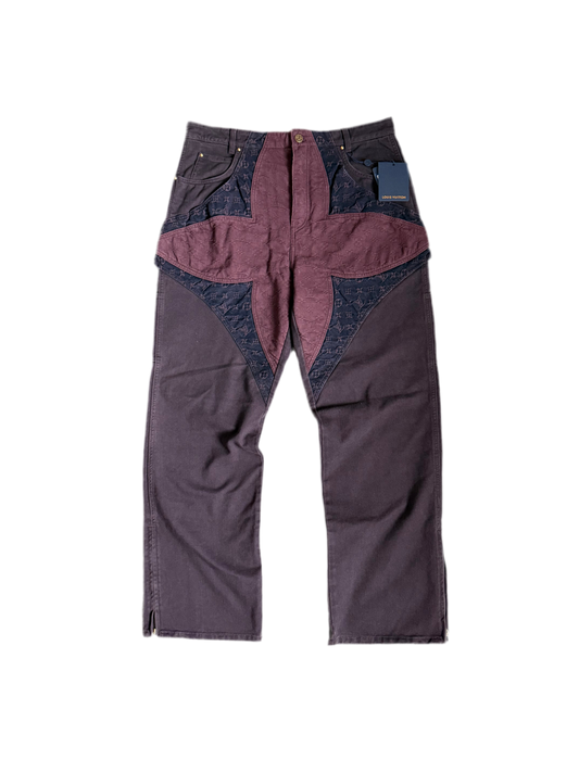 Louis Vuitton Flower Monogram Baggy Jeans Burgundy