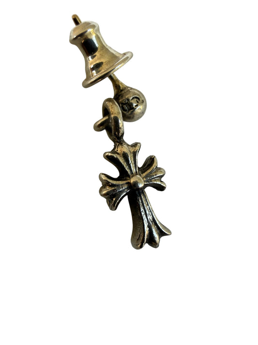Chrome Hearts Baby Fat Cross Drop Silver Earring