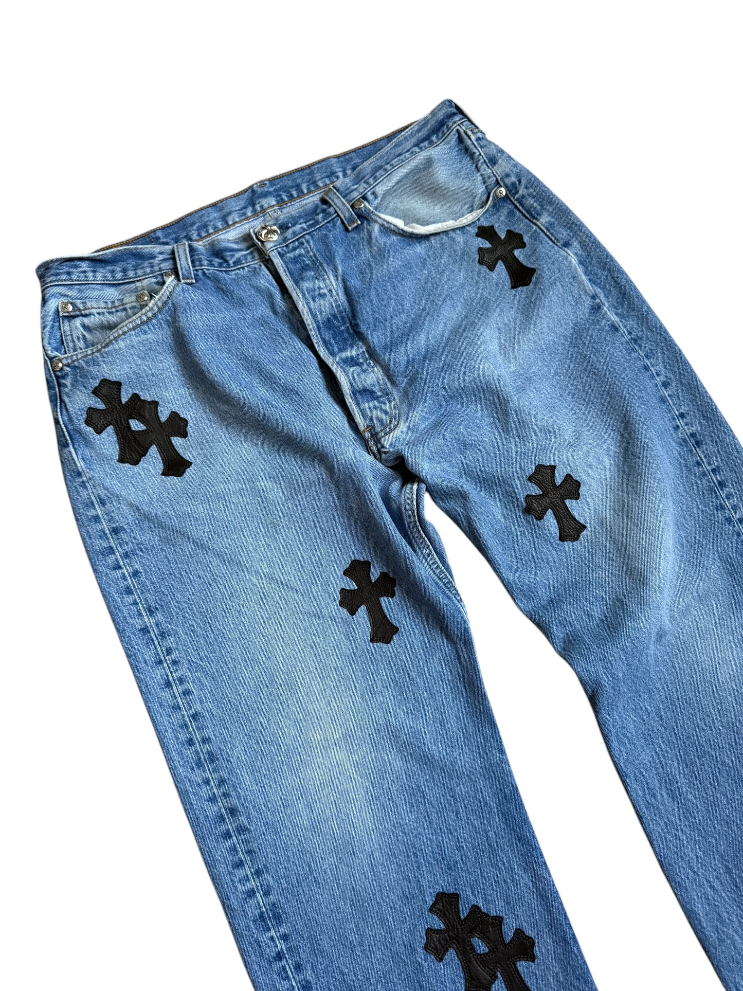 Chrome Hearts 501 Redline Levis Cross Pants Jeans Blue