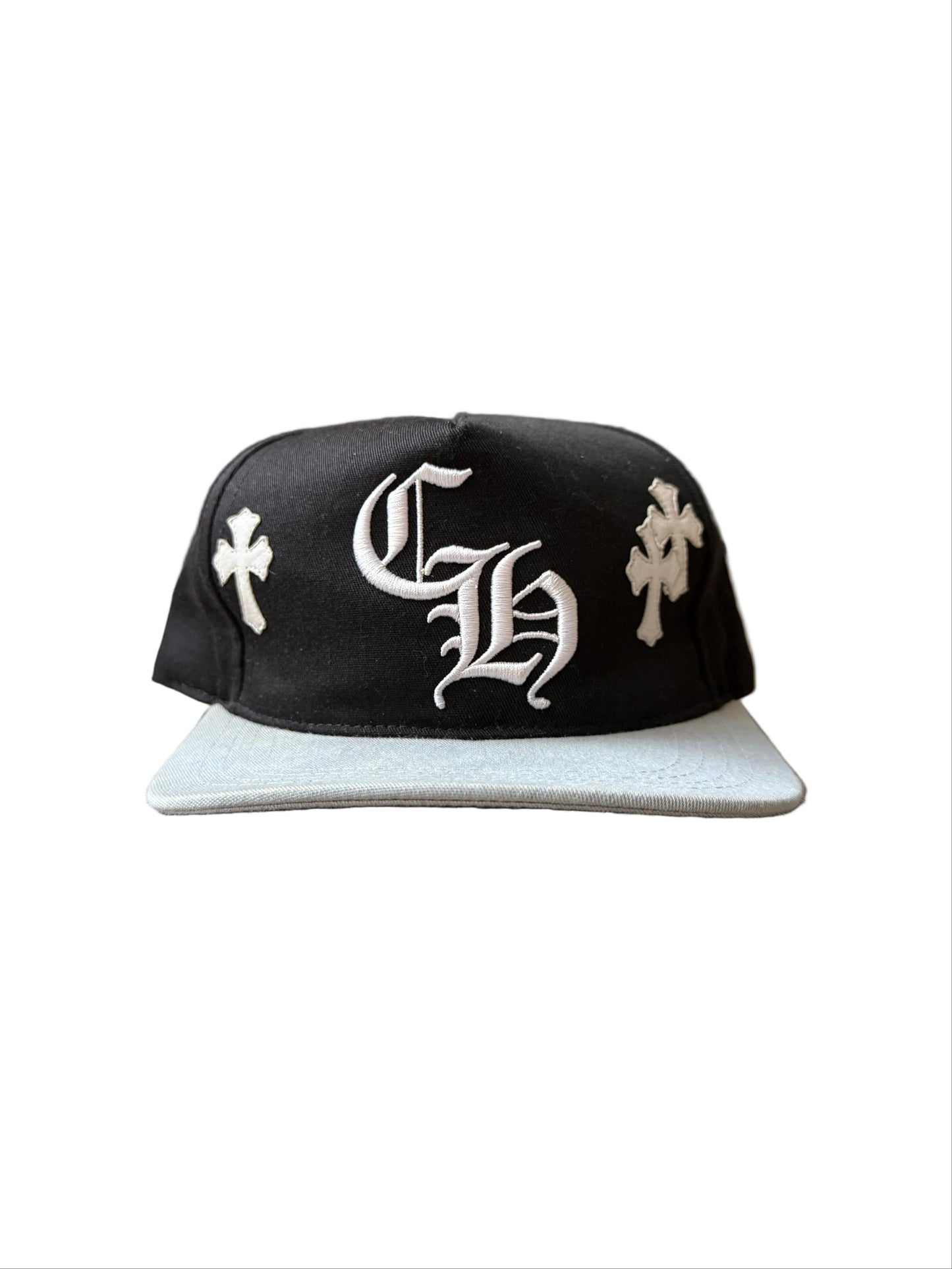 Chrome Hearts Cross Patch CH Snapback Hat Black Grey White