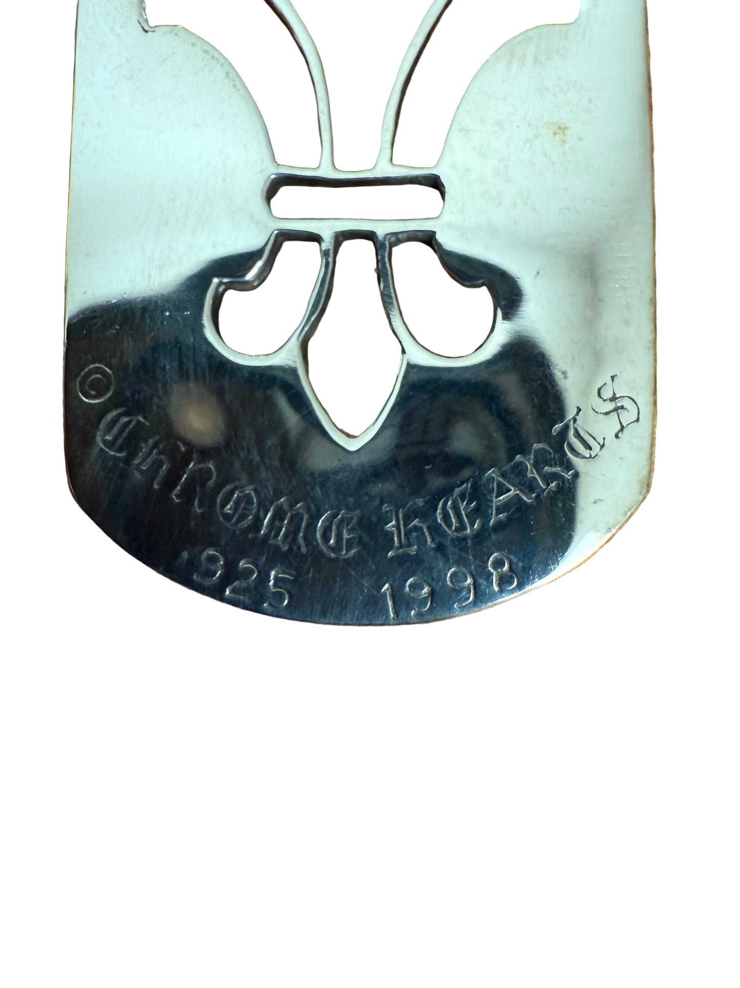 Chrome Hearts Fleur Cut Out Dog Tag Silver Pendant