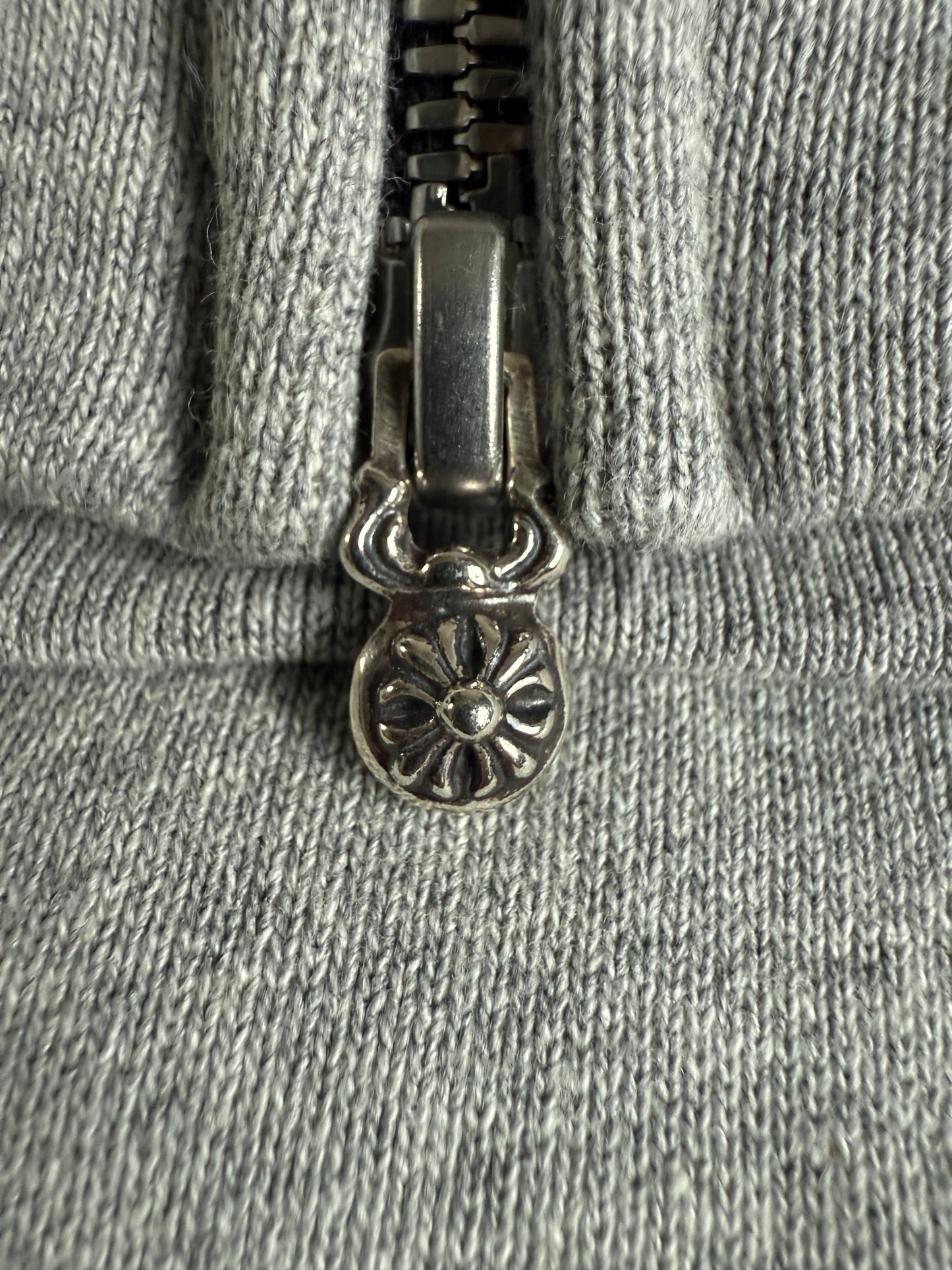 Chrome Hearts Leather Triple Cross Paper Jam Zip Up Hoodie Grey