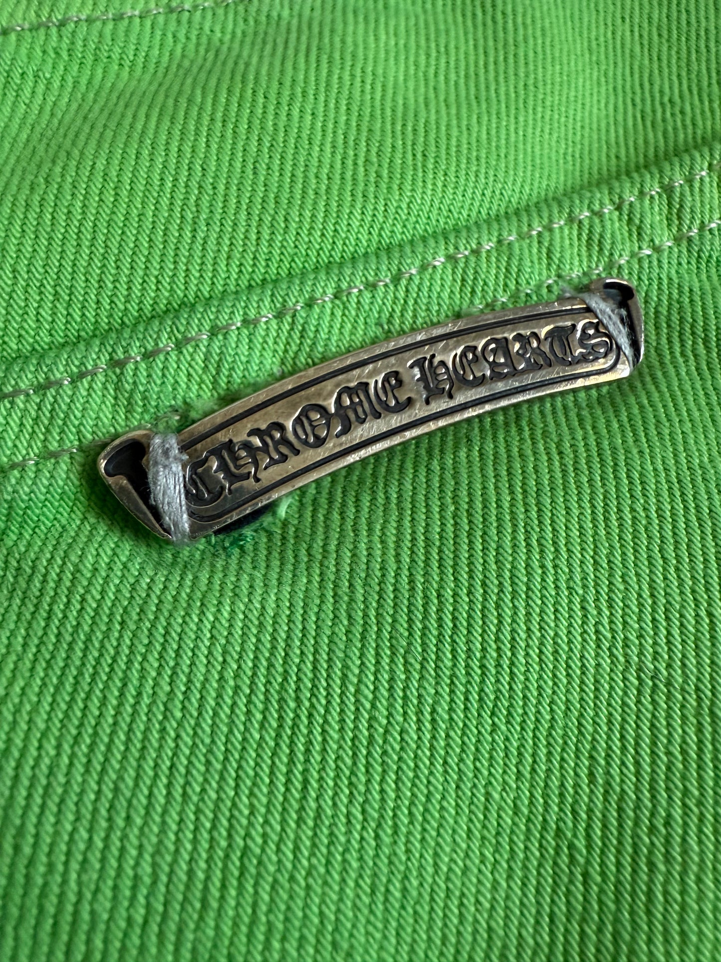 Chrome Hearts Sex Records Green Levis Leather Cross Denim Jeans