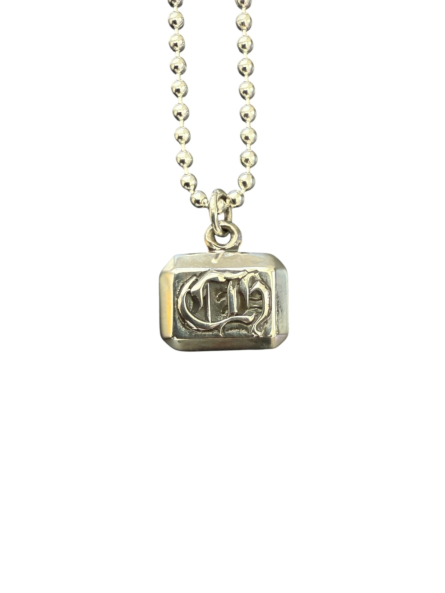Chrome Hearts Emerald Cut CH Pendant w Ball Chain