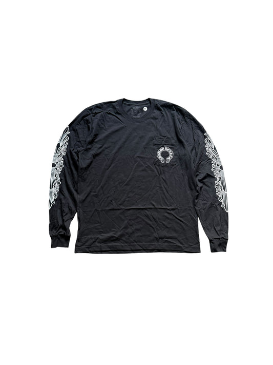 Chrome Hearts Horseshoe Floral Long Sleeve Tee