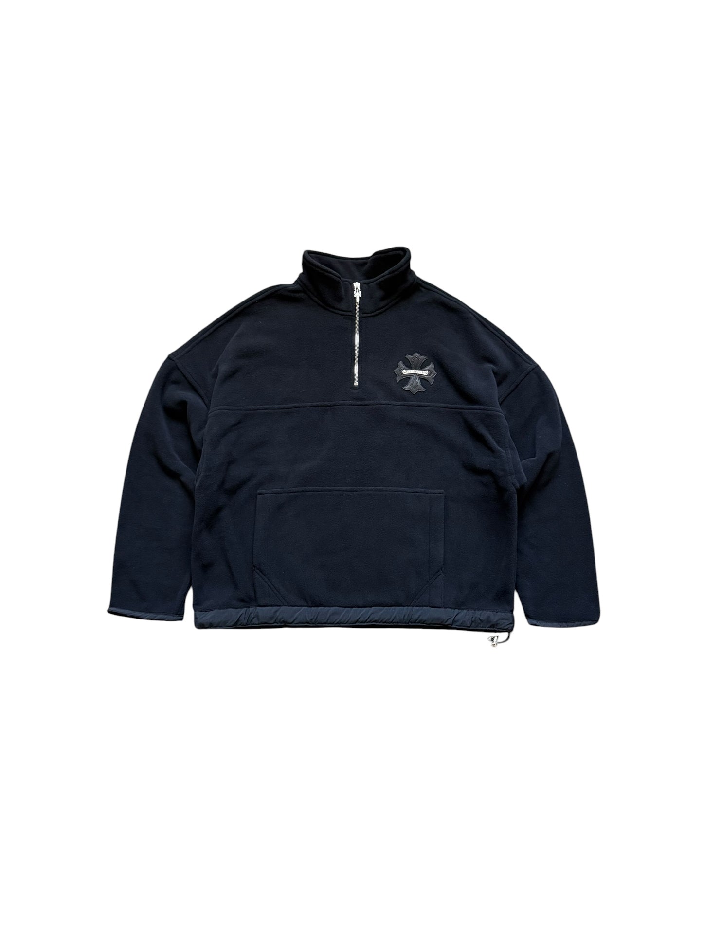 Chrome Hearts Leather Cross Patch Quarter Zip Fleece Sweatshirt