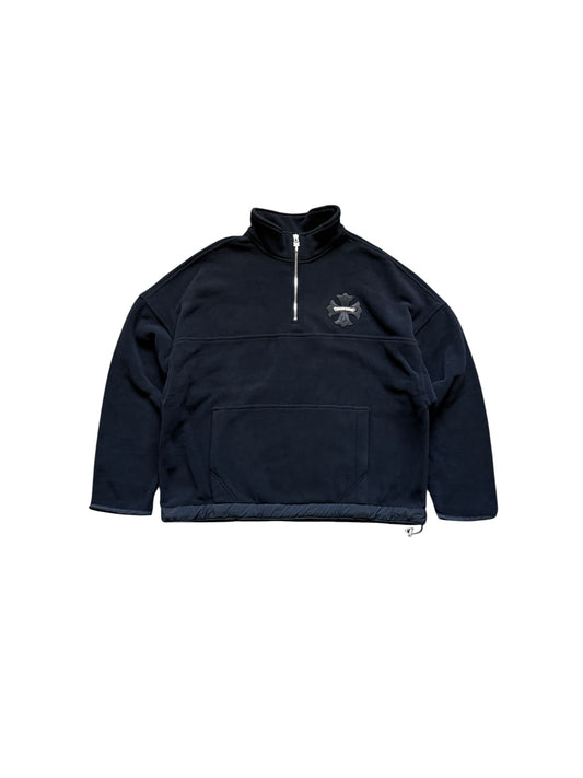 Chrome Hearts Leather Cross Patch Quarter Zip Fleece Sweatshirt