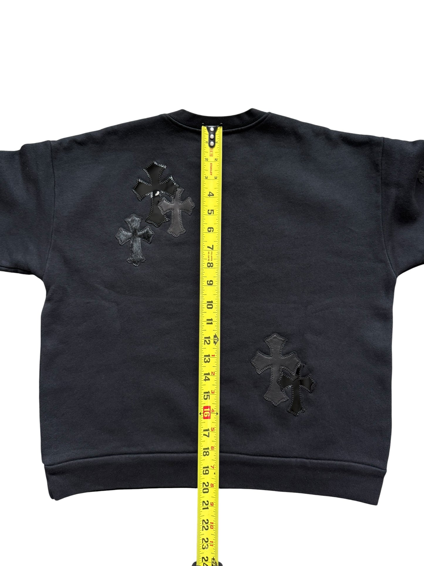 Chrome Hearts Leather Cross Patch Crewneck Sweatshirt Black