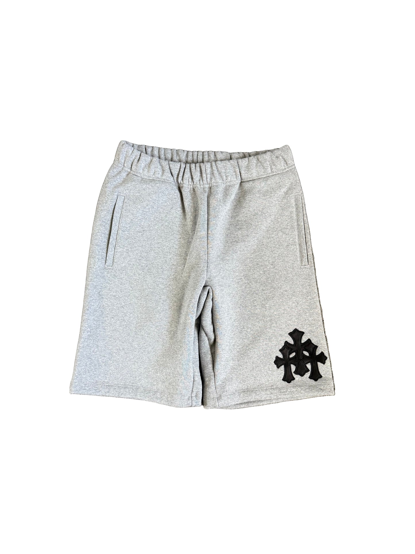 Chrome Hearts Leather Triple Cross Paper Jam Zip Up Sweatshorts Grey