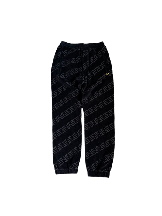Fendi Velvet Diagonal Mongram Sweatpants Black