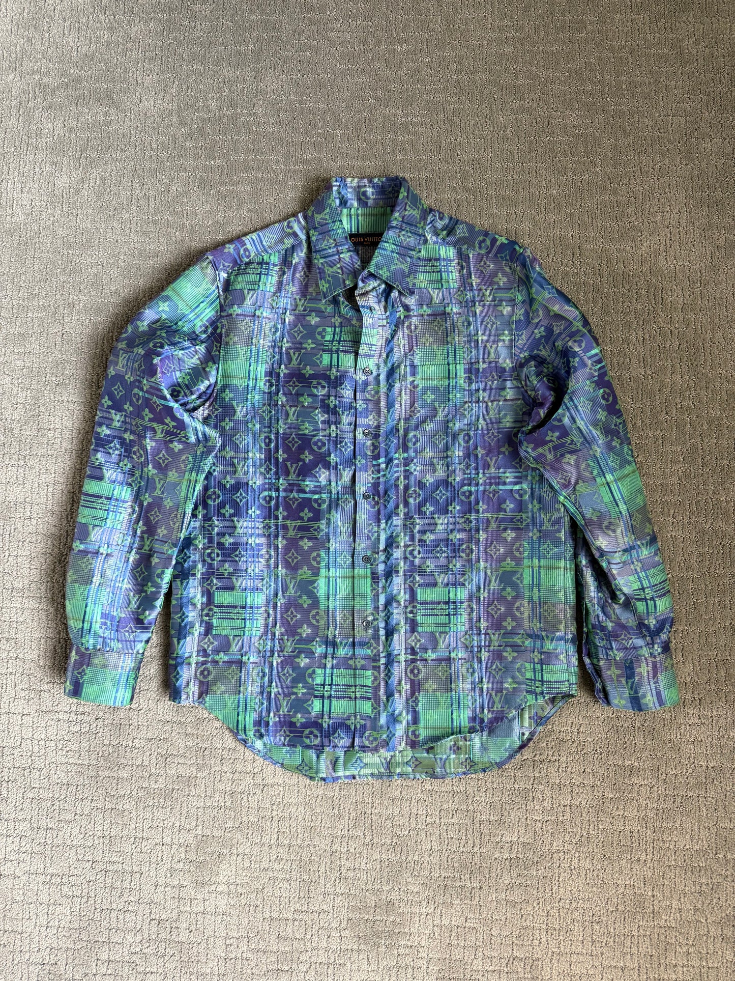 Louis Vuitton Monogram Silk Plaid Oversized Shirt Multicolor