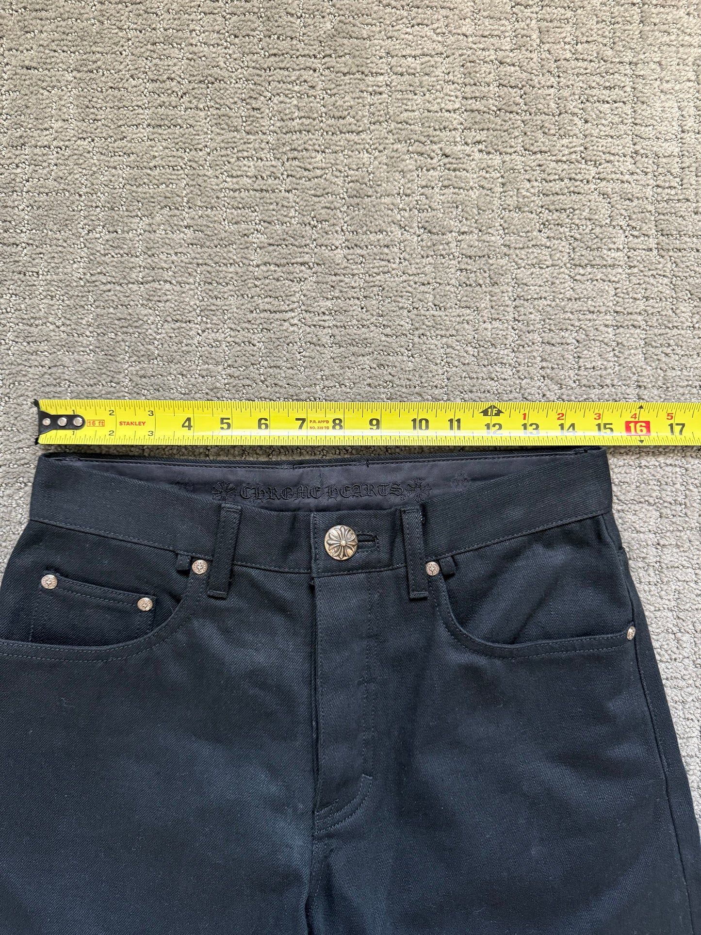Chrome Hearts Fleur Knee Raw Denim Jeans Black