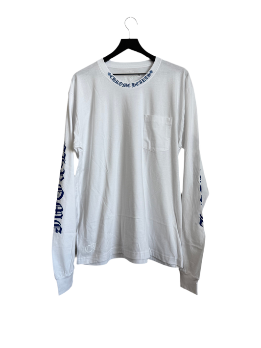 Chrome Hearts Neck Logo LS T-Shirt White/Blue