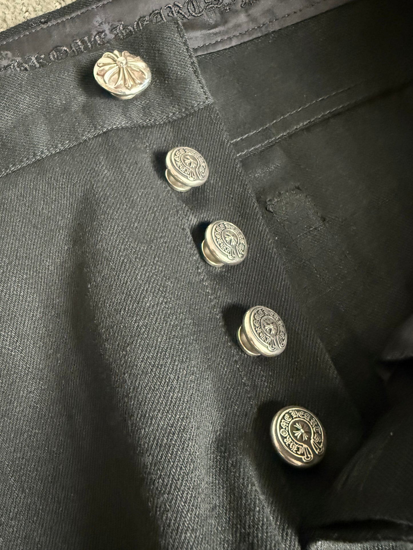 Chrome Hearts Fleur Knee Raw Denim Jeans Black