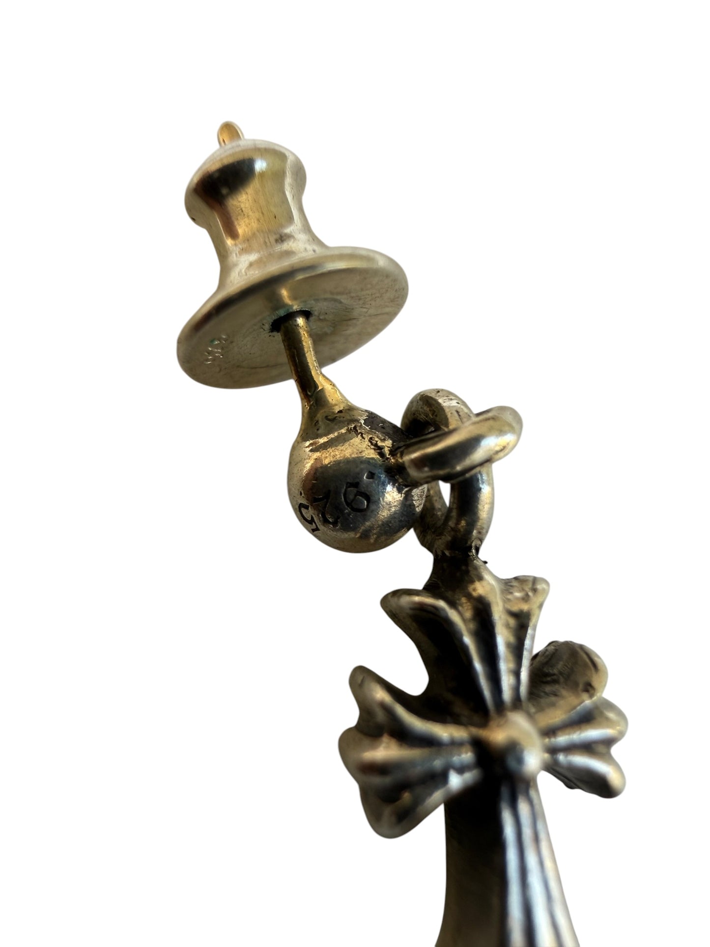 Chrome Hearts Baby Fat Cross Drop Silver Earring