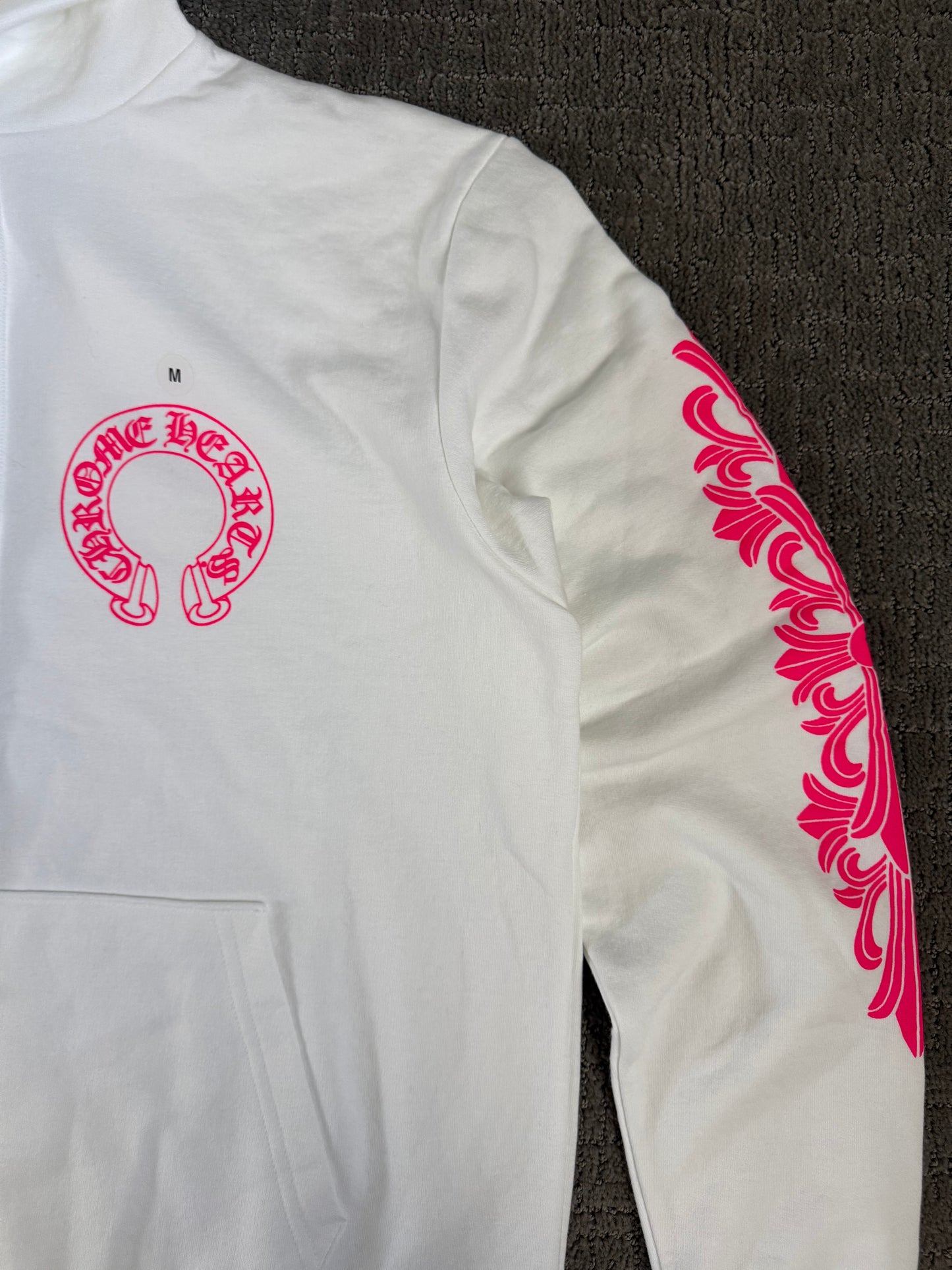 Chrome Hearts Horseshoe Floral Pullover Hoodie White/Pink