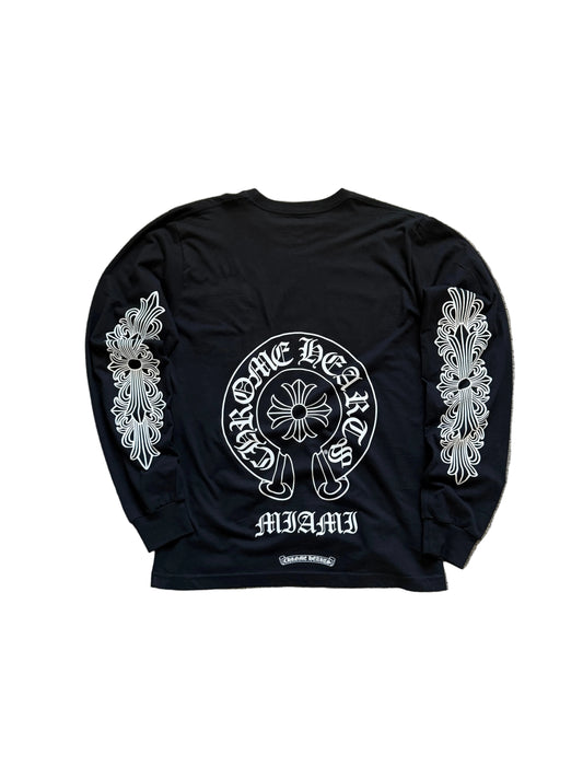 Chrome Hearts Miami Horseshoe Floral LS T-Shirt Black