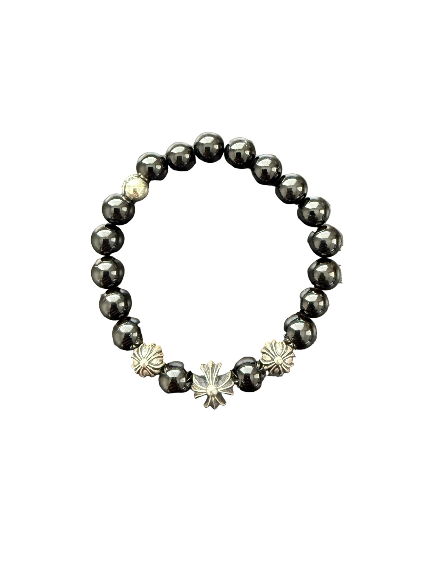 Chrome Hearts Bead Bracelet 4 Silver Black