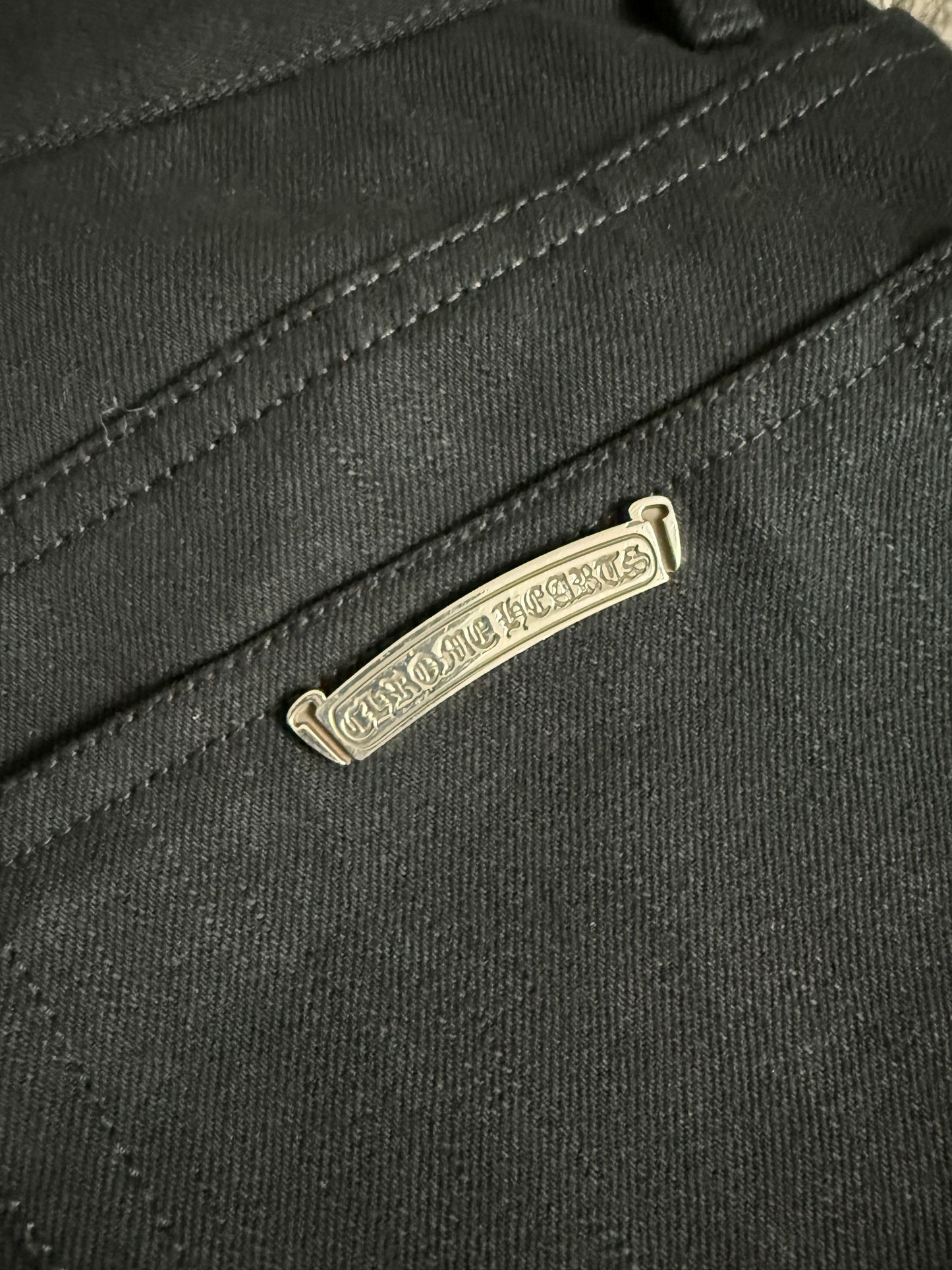 Chrome Hearts Fleur Knee Raw Denim Jeans Black