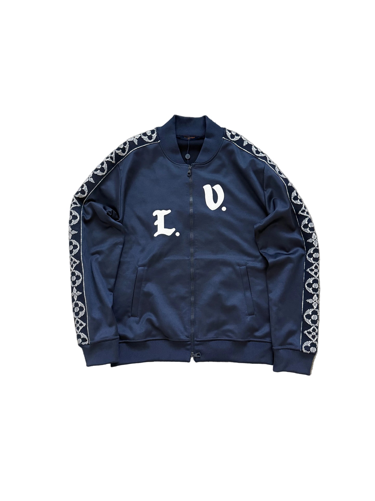 Louis Vuitton Flower Band Embroidered Track Jacket Navy