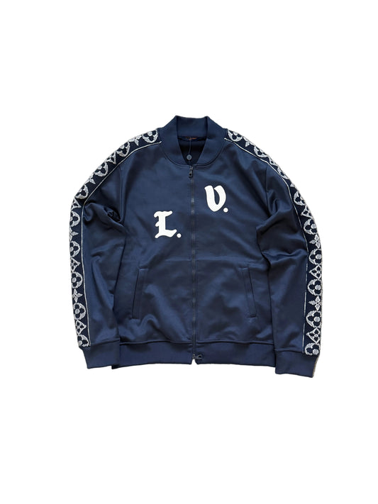 Louis Vuitton Flower Band Embroidered Track Jacket Navy