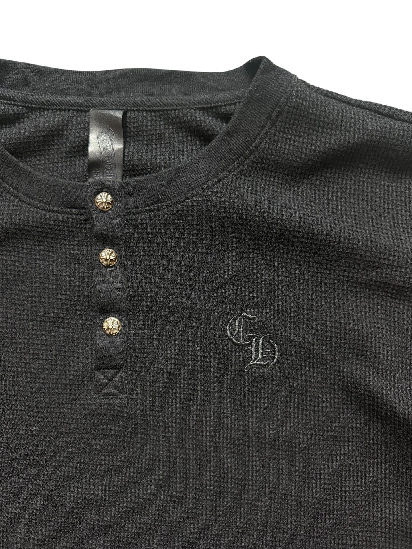 Chrome Hearts Silver Button Waffle Thermal Henley