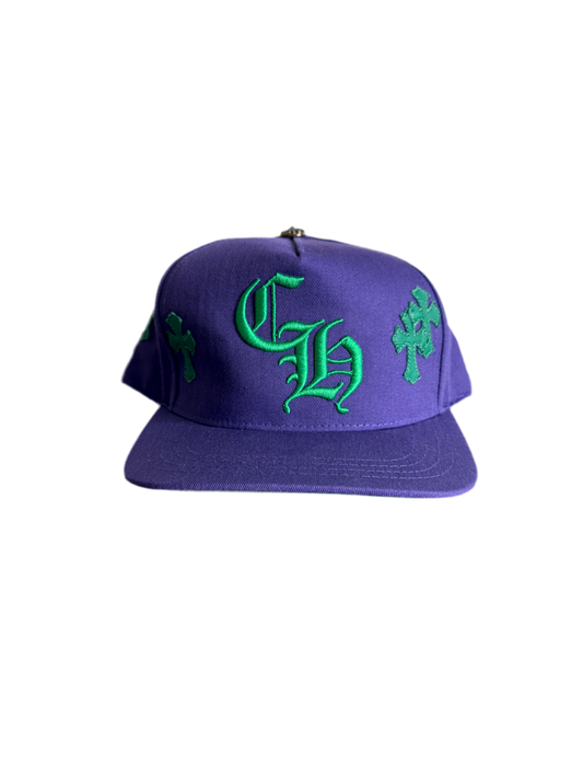 Chrome Hearts Cross Patch CH Snapback Hat Purple/Green