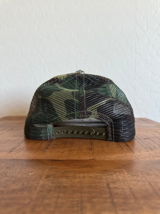 Chrome Hearts Leather Triple Cross Trucker Camo/Orange