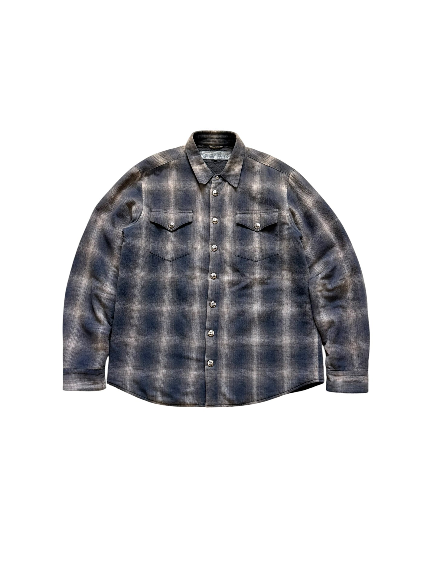 Chrome Hearts Loose Ends Cross Patch Plaid Padded Button Up